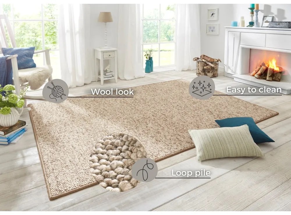 Tappeto beige scuro 60 x 90 cm Wolly - BT Carpet