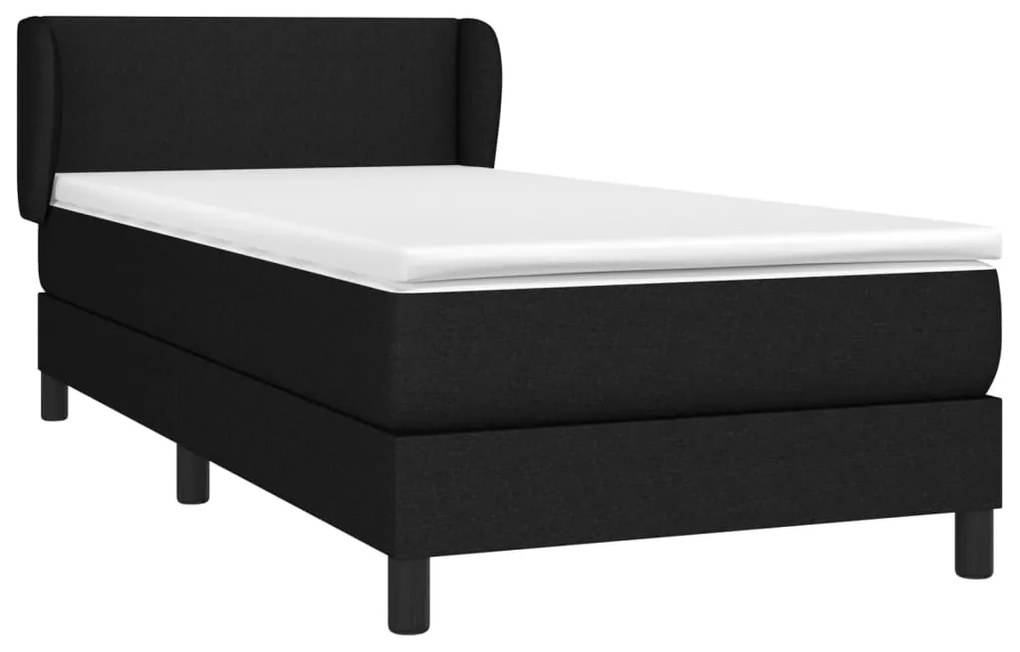 Giroletto a molle con materasso nero 100x200 cm in tessuto