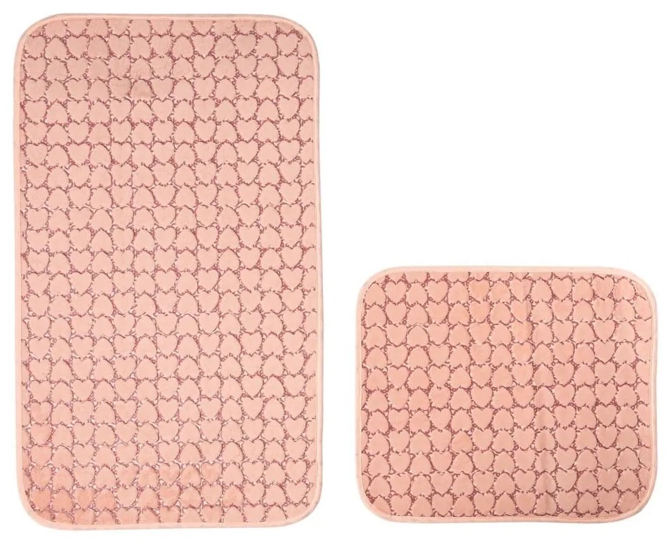 Tappetini da bagno rosa in set da 2 60x100 cm Heart - Mila Home