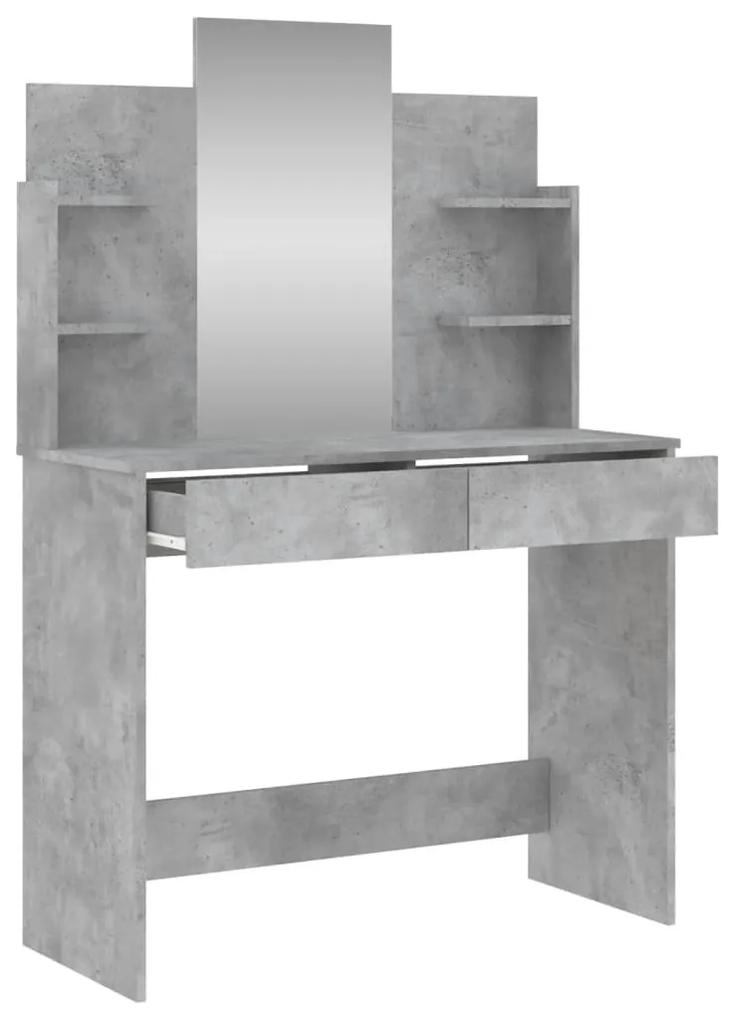 Toeletta con specchio grigio cemento 96x39x142 cm