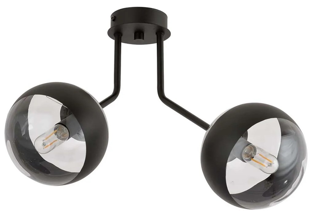 Plafoniera Contemporaneo Orione Acciaio Nero Trasparente 2 Luci E14 Ip20