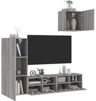 Mobili TV a Muro 4pz Grigio Sonoma in Legno Multistrato 3216505