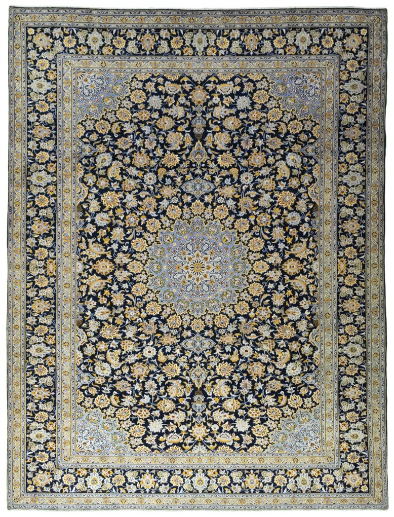 Kashan Tappeto persiano 310 x 400 Blu (Iran) Annodato A Mano