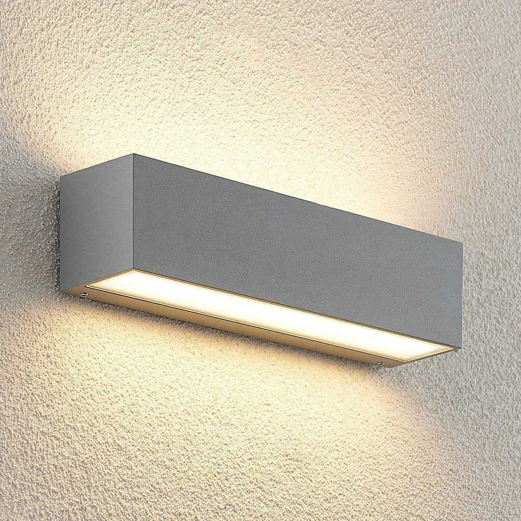Applique da esterni a LED Lengo Lucande, Alluminio / Grigio / Zincato, Alluminio, Moderno, Applique LED da esterni