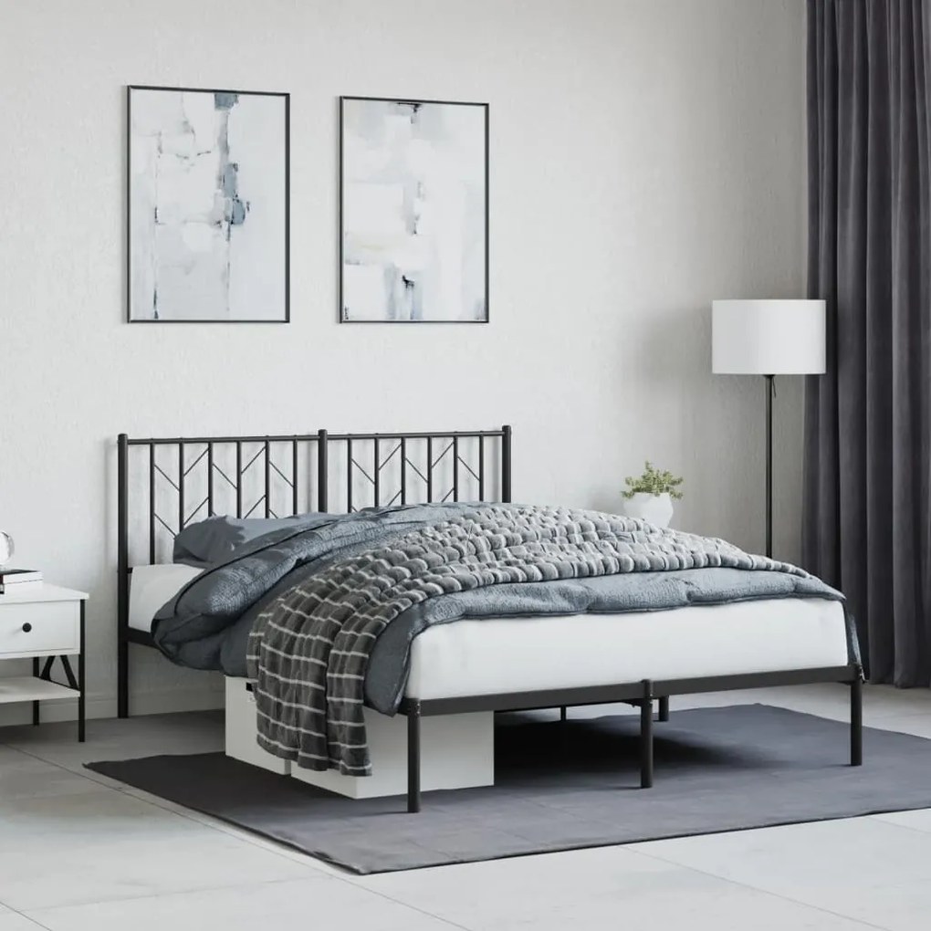 Giroletto Con Testiera İn Metallo Nero 135x190 Cm /