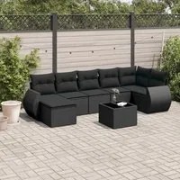 Set Divani da Giardino con Cuscini 8 pz Nero in Polyrattancod mxl 112550