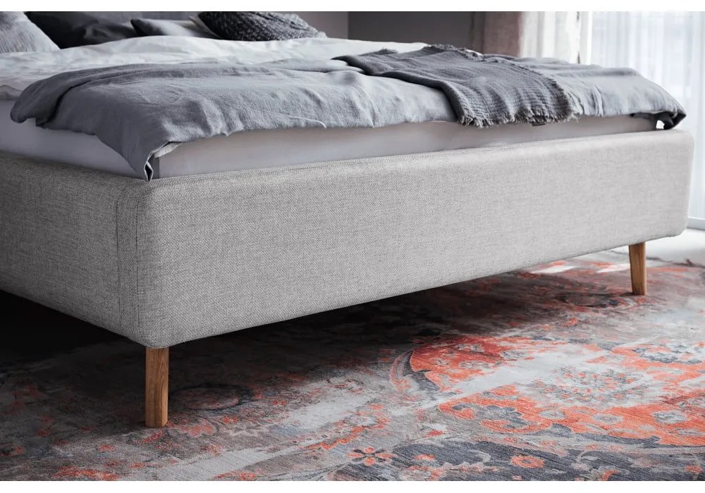 Letto matrimoniale imbottito grigio con contenitore con griglia 180x200 cm Lotte - Meise Möbel