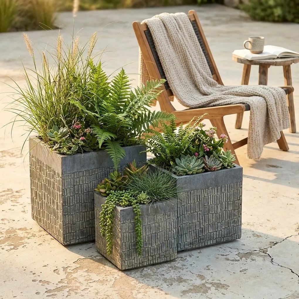 AGERATO - set di vasi in fibra sintetica