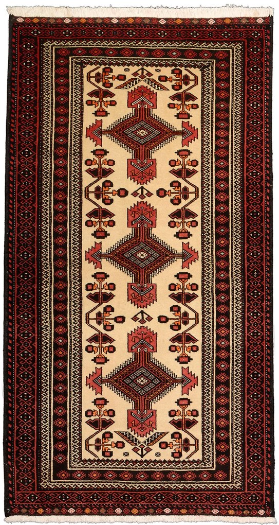 Beluch Tappeto 200x110 Rosso (Iran) Annodato A Mano
