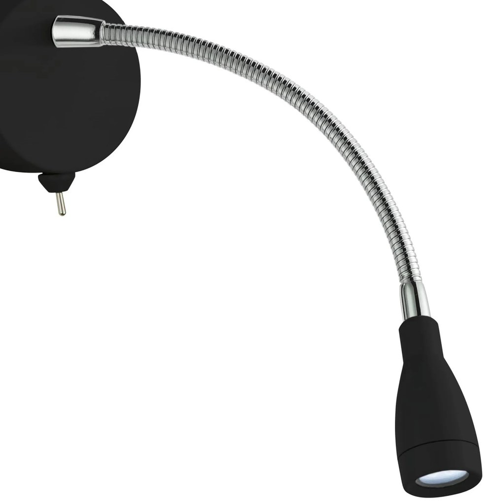 Applique Contemporanea Flexy Acciaio Nero Vetro Led 0,8W 6500K