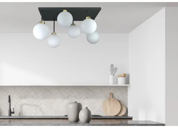 Lampadario a plafone DEA 6xE14/60W/230V nero/oro/bianco