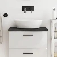 Piano Bagno Grigio Scuro 60x40x4 cm Legno Massello Trattato 3156201