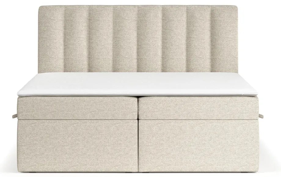 Letto boxspring beige con contenitore 160x200 cm Novento - Maison de Rêve