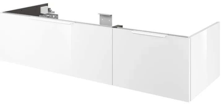 Mobile da bagno sospeso sotto lavabo L 135 x H 32 x P 48 cm lucido, 2 cassetti SENSEA Neo, Maniglie acquistabili separatamente