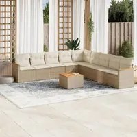 Set Divano da Giardino 10 pz con Cuscini Beige in Polyrattan 3258467