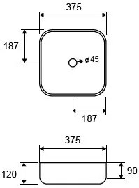 New Line Quadro Lavabo 37,5x37,5 Da Appoggio In Porcellana Bianco