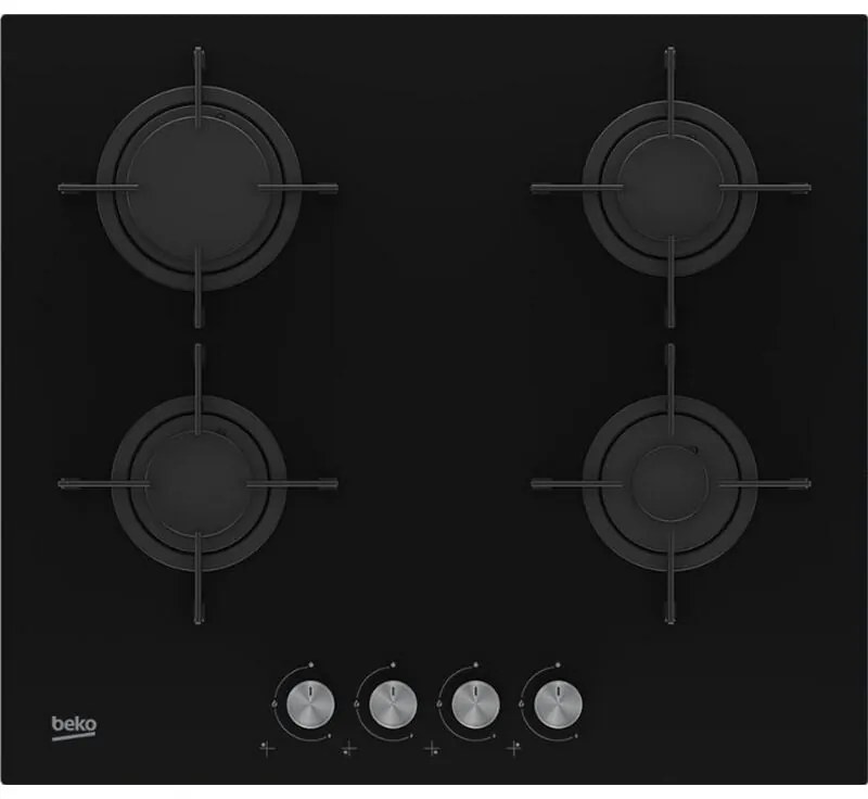Beko - piano cottura a gas 60cm 4 fuochi 7400w vetro nero - hilg64221s