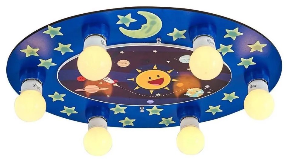 Plafoniera per cameretta LUCCA 6xE27/24W/230V blu