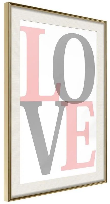 Poster  GreyPink Love  Cornice Quadri Cornice d'oro con passe-partout, Larghezza x Altezza Home decor 40x60