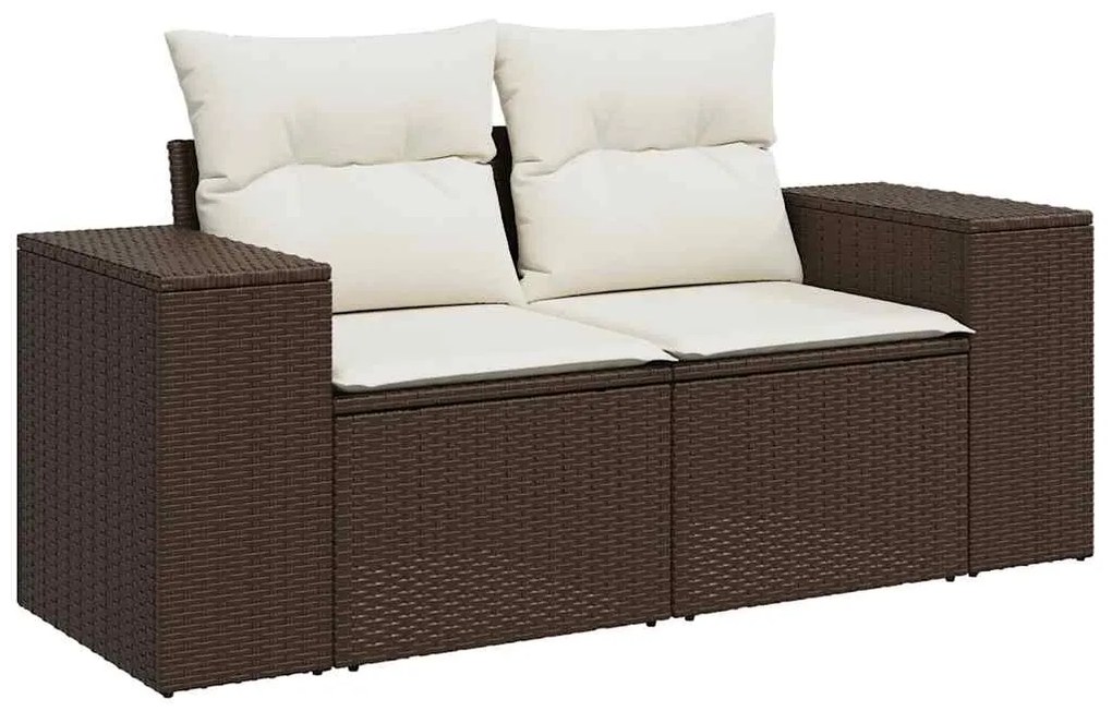 Set divani da giardino 9pz con cuscini marrone in polyrattan