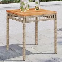 Tavolo Giardino Beige Misto 38x38x42 cm Polyrattan Legno Acacia 365865