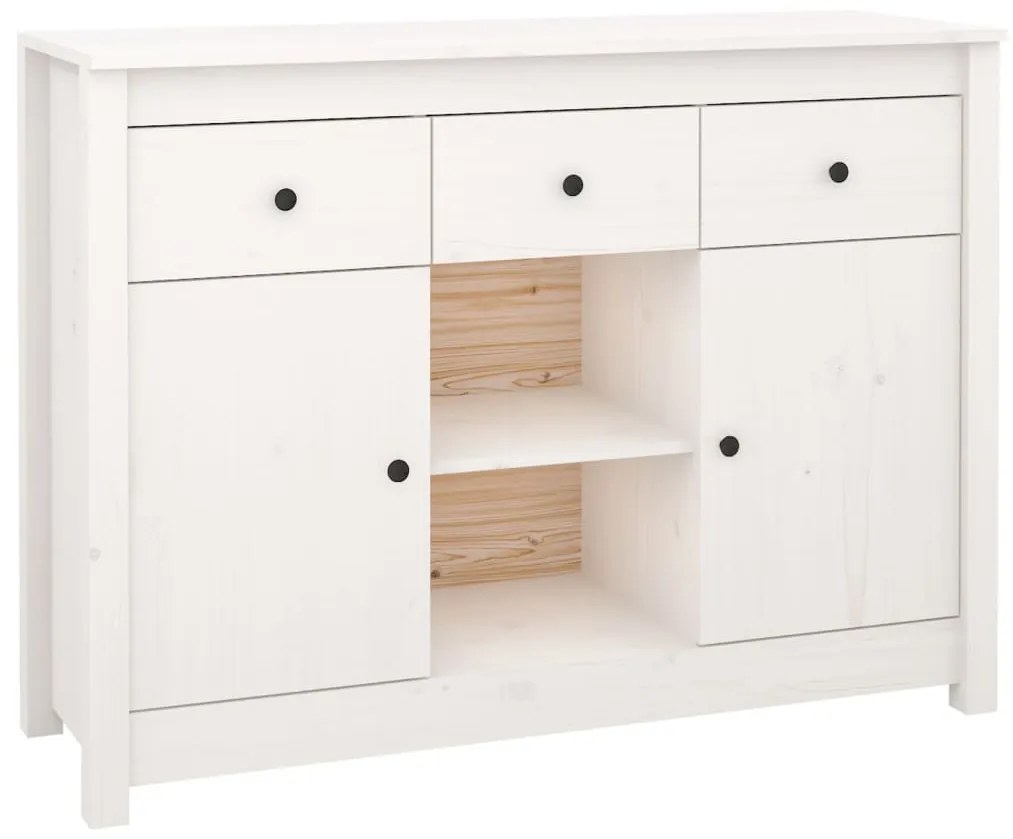 Credenza bianca 100x35x74,5 cm in legno massello di pino