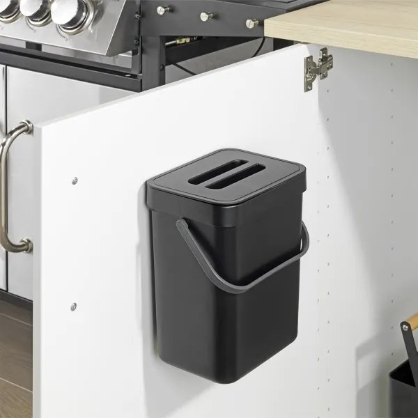 WENKO 55027100 - Cestino per rifiuti BLACK OUTDOOR KITCHEN 19x24 cm nero/grigio/trasparente