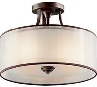 Lampadario Contemporaneo Lacey Acciaio Bronzo Antico Tessuto 3 Luci E27