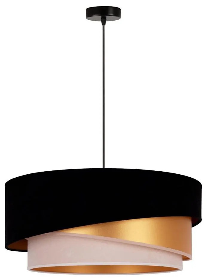Duolla - Lampadario a sospensione con filo KOBO 1xE27/15W/230V diametro 45 cm nero/oro/color crema