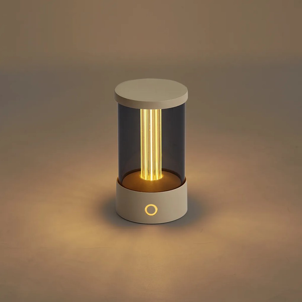 Lampada da tavolo da esterno beige ricaricabile con stazione di ricarica IP65 - Grill