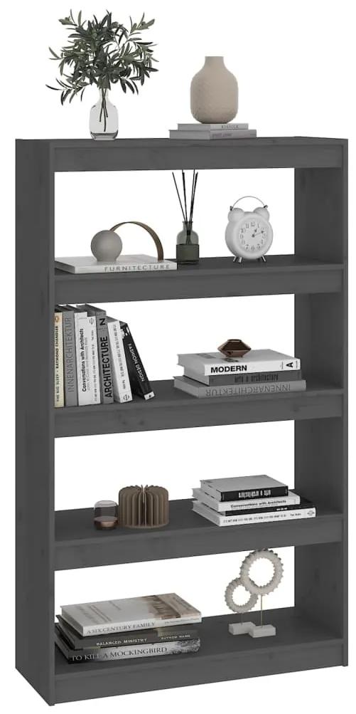 Libreria/divisorio grigio 80x30x135,5 cm in massello di pino