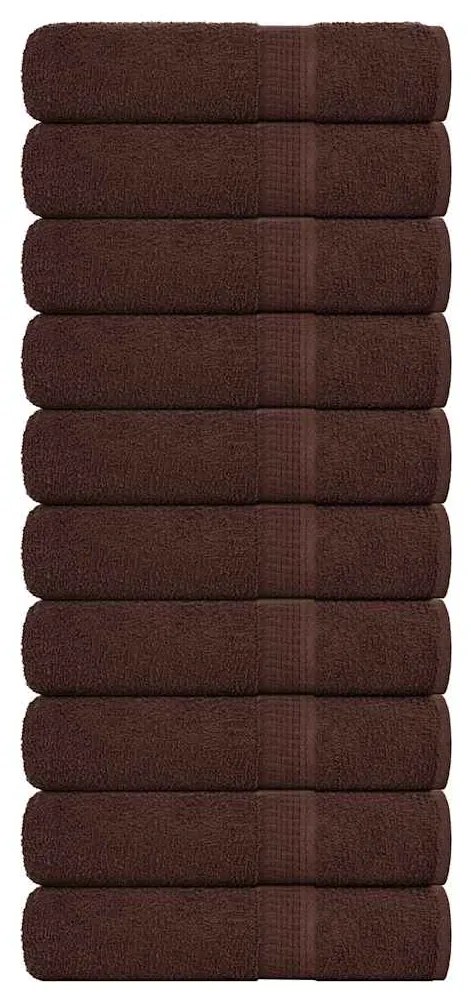 Asciugamani 10 Pz Marrone 50x100 Cm 360 G/m² 100% Cotone /