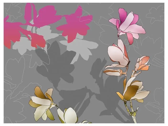 Fotomurale  Magnolie dai colori pastello  Colore Grigio, Dimensioni e Misure 200x154