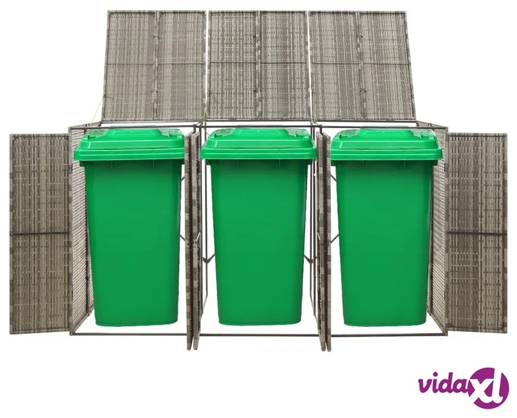 vidaXL Copribidone Triplo Grigio 207x80x117 cm in Polyrattan