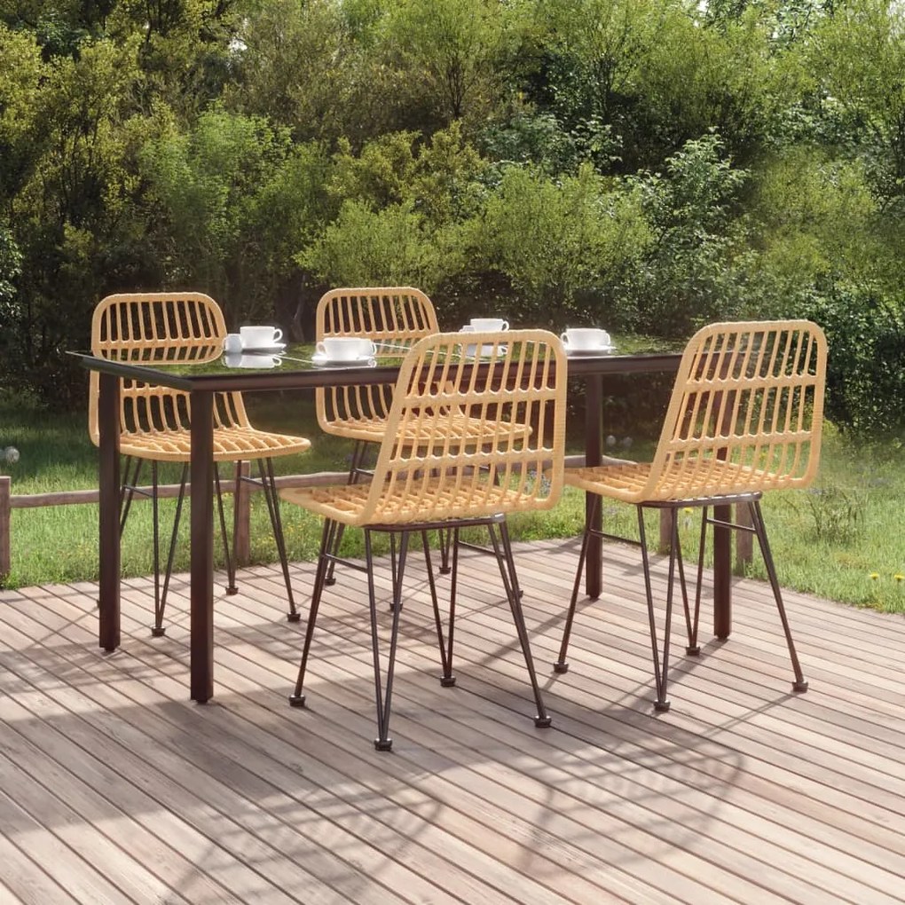 Set da pranzo da giardino 5 pz in polyrattan