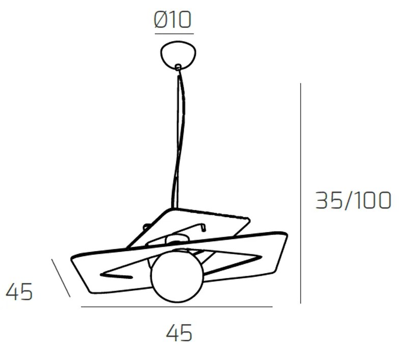 Sospensione Moderna Wacky Metallo Grigio 1 Luce E27 45Cm