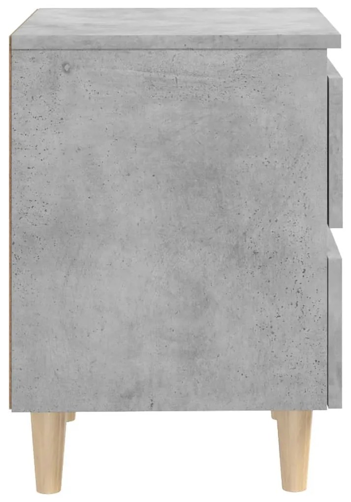 Comodini con gambe in pino 2 pz grigio cemento 40x35x50 cm