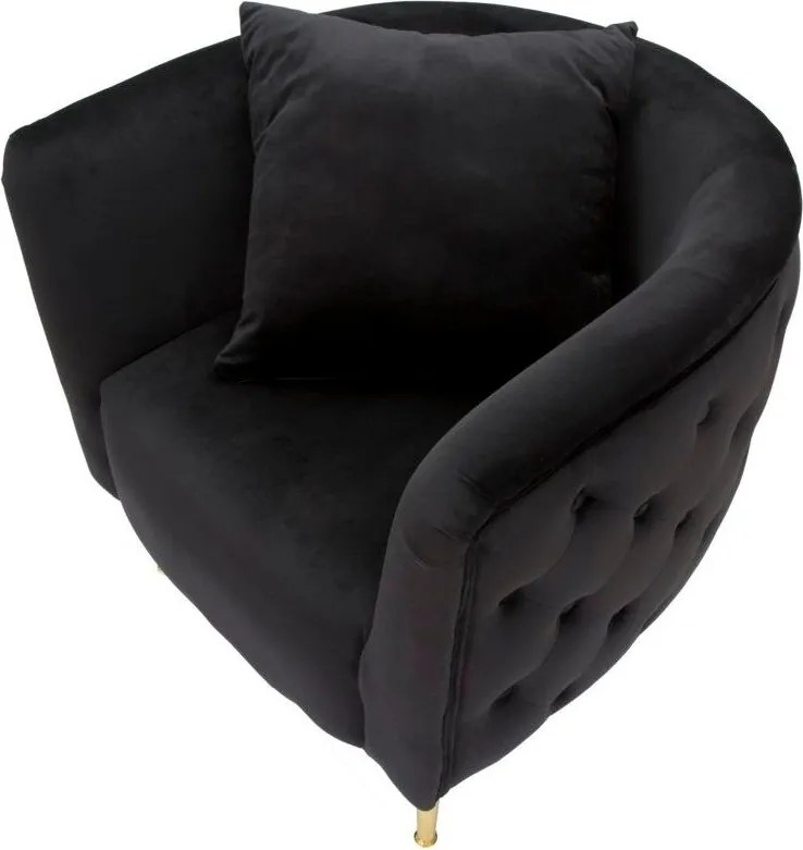 Poltrona nera con poggioli/con gambe con rivestimento in velluto Bucarest – Mauro Ferretti