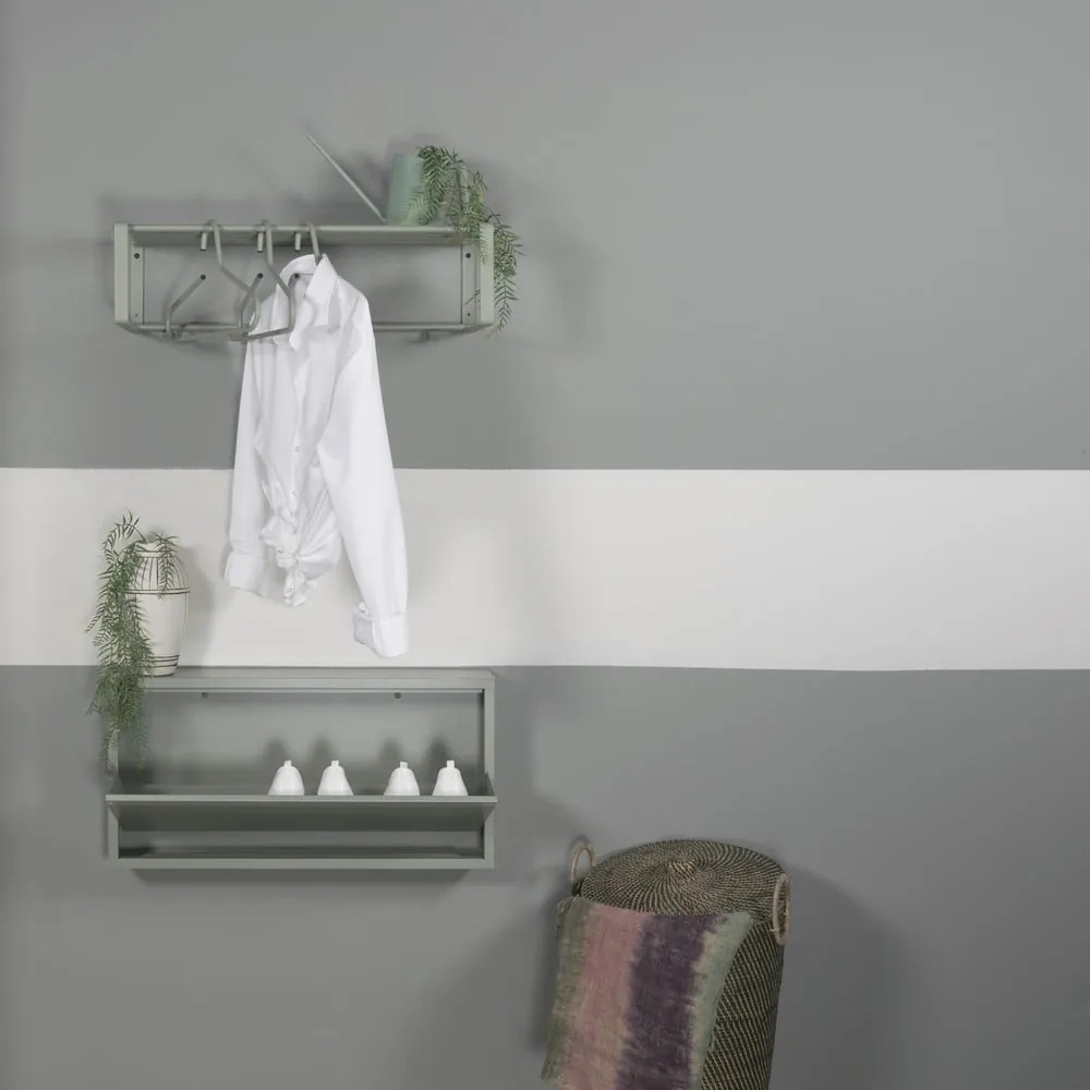 Scarpiera verde polveroso in metallo con ante ribaltabili 75x37,5x12,5 cm Billy – Spinder Design