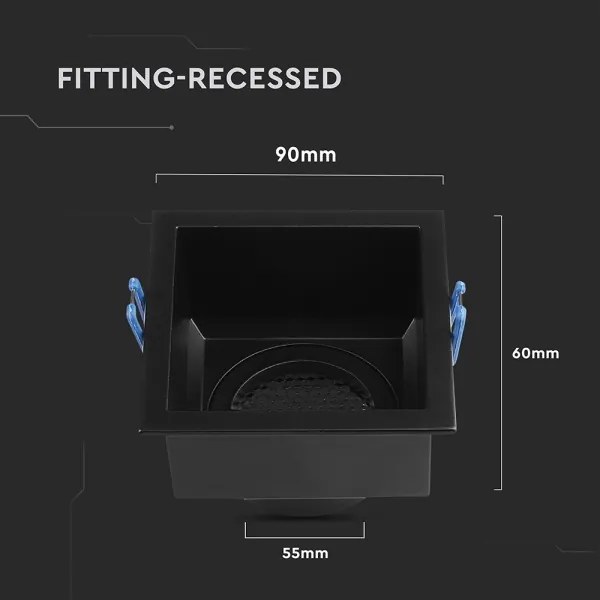 Plafoniera GU10 9x9 cm nera