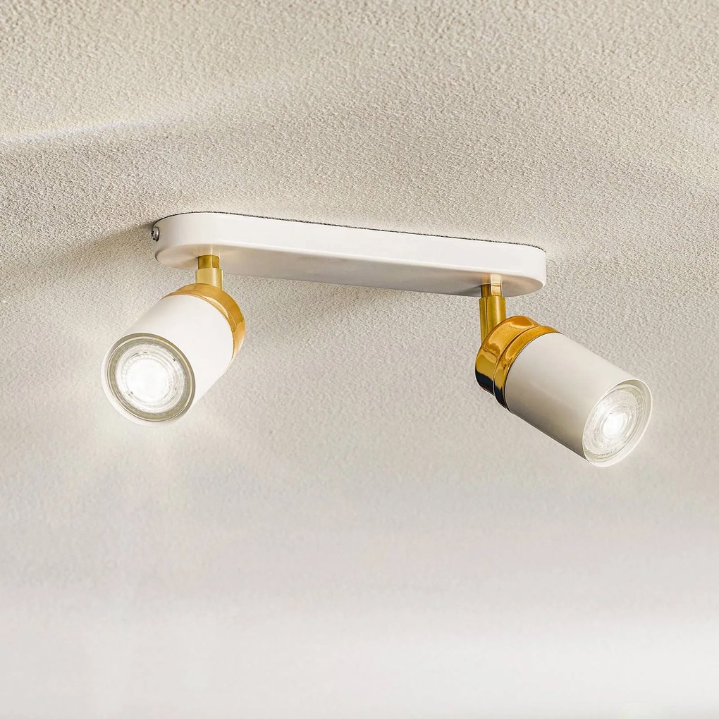 Luminex Faretto da soffitto Rondo bianco/oro, 2 luci