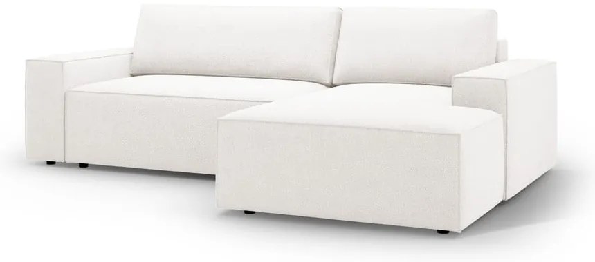 Divano letto angolare bianco in tessuto bouclé (angolo destro) Jodie - Micadoni Home