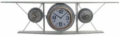 Orologio da Parete DKD Home Decor Vetro Ferro Avion Legno MDF Grigio scuro (120 x 21 x 33.5 cm)