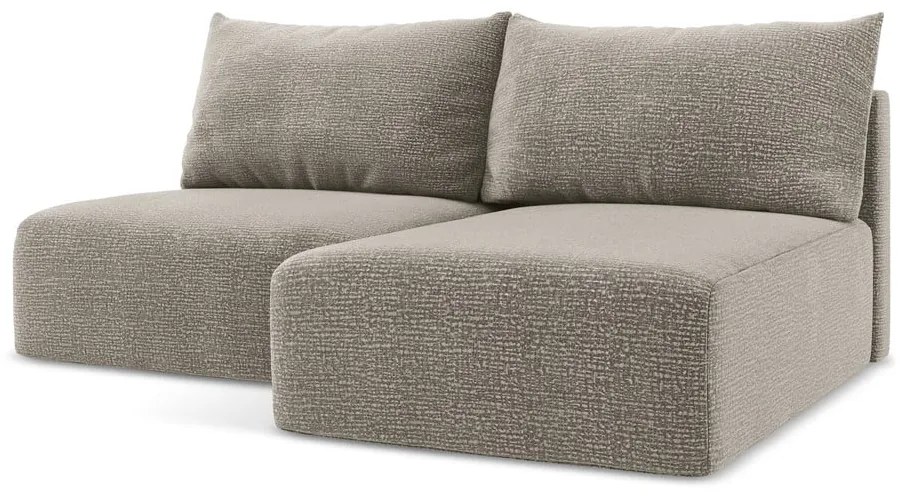 Divano angolare beige allungabile/con contenitore (con penisola a destra) Kalena – Makamii