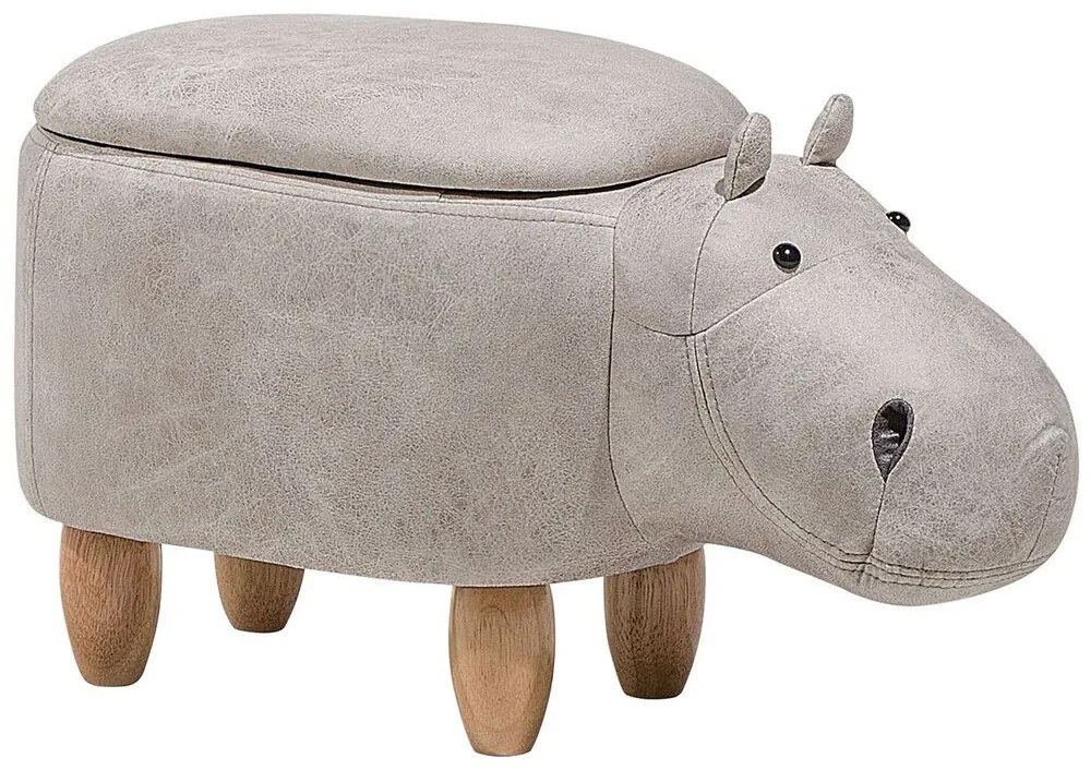 Pouf in tessuto similpelle grigio chiaro HIPPO Beliani