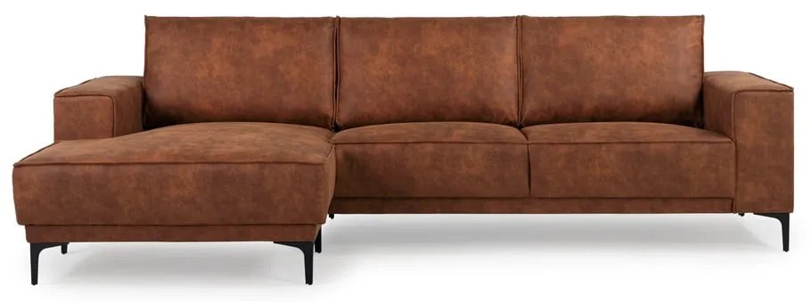 Divano angolare in similpelle marrone cognac (angolo sinistro) Copenhagen - Scandic