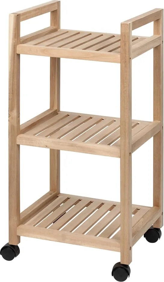 Scaffale da bagno in legno di acacia con tre ripiani su ruote 35x72 cm Acina - Wenko