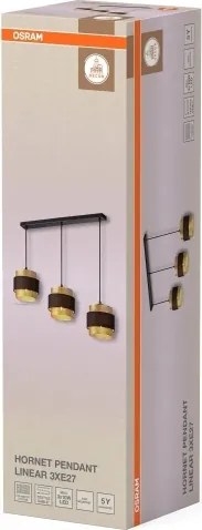 Osram - Lampadario a sospensione con cavo DECOR HORNET 3xE27/10W/230V nero/oro