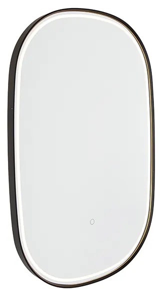 Specchio da bagno nero con LED e dimmer touch ovale - Miral