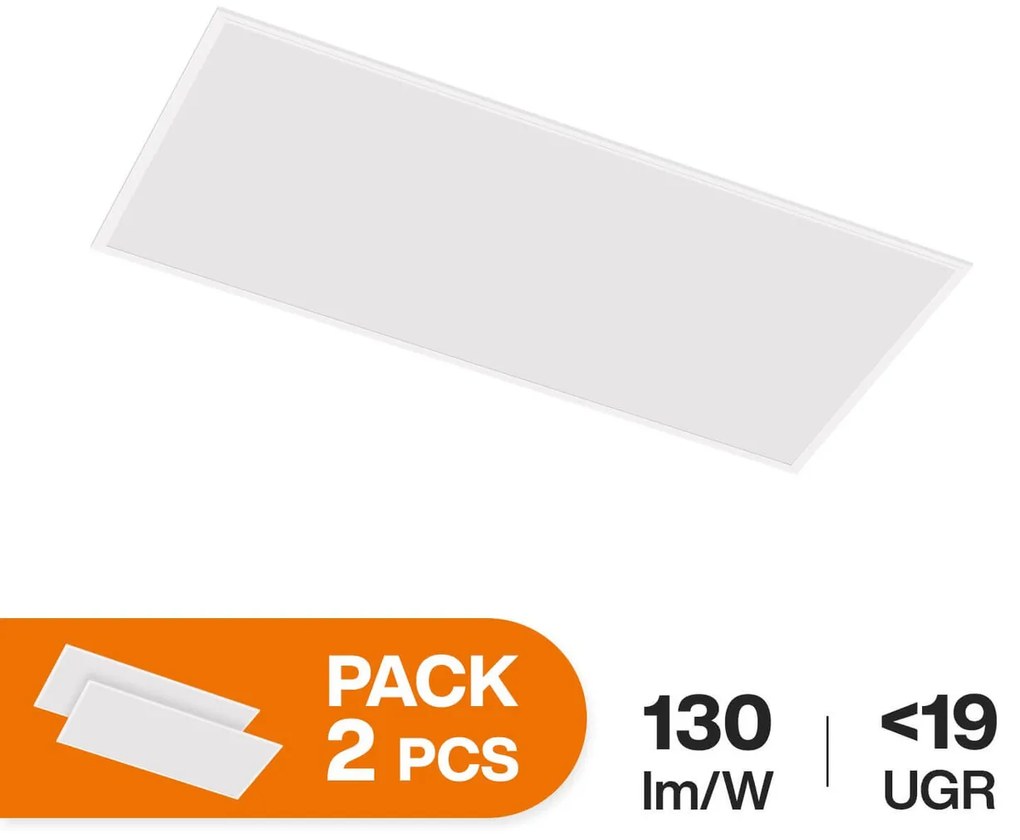 Pannello LED 120x60 48W BACKLIGHT 130lm/w UGR19 - PACK 2 Colore Bianco Freddo 6.000K